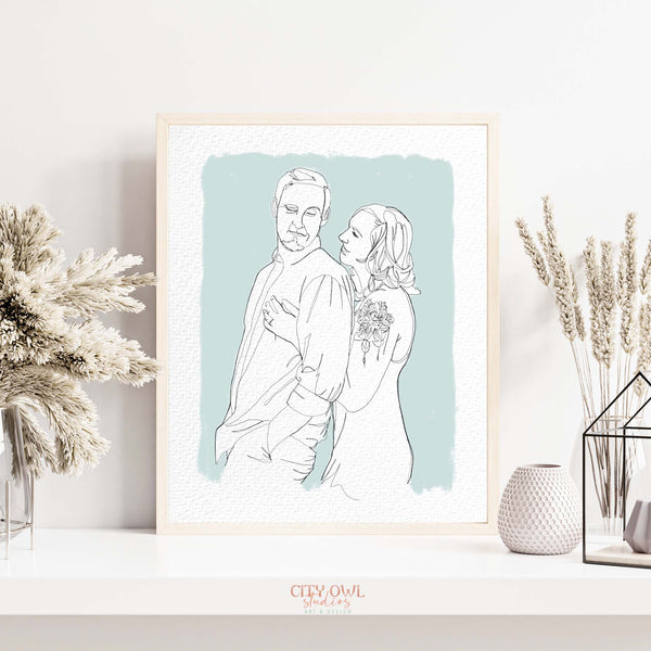 Continuous Line Portrait - Couple