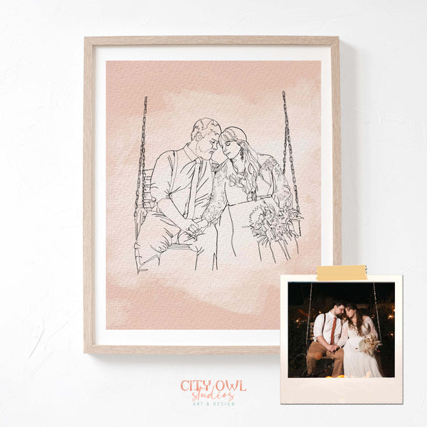 Continuous Line Portrait - Couple